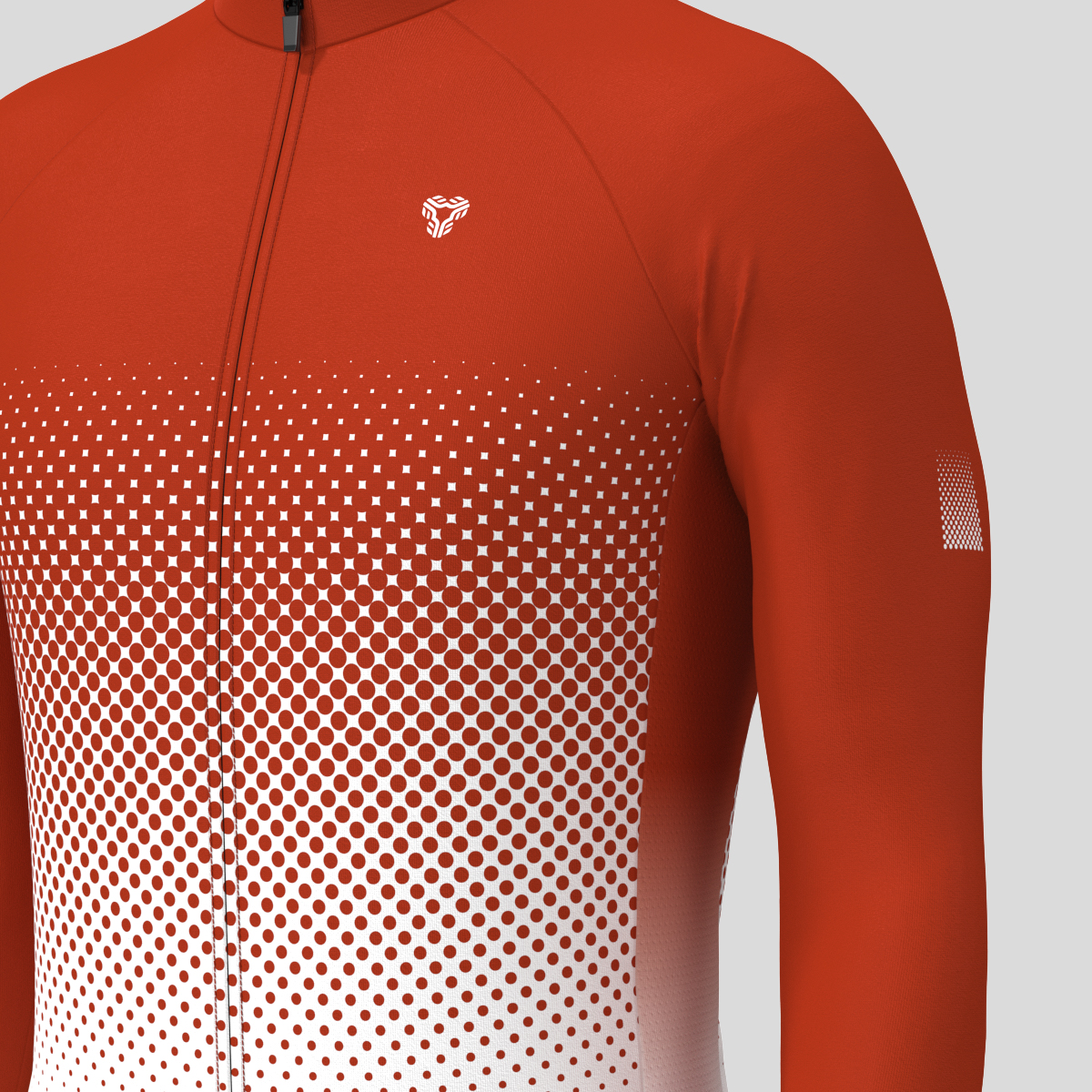 Polka Dot Gradient Men's LS Cycling Jersey - Brick