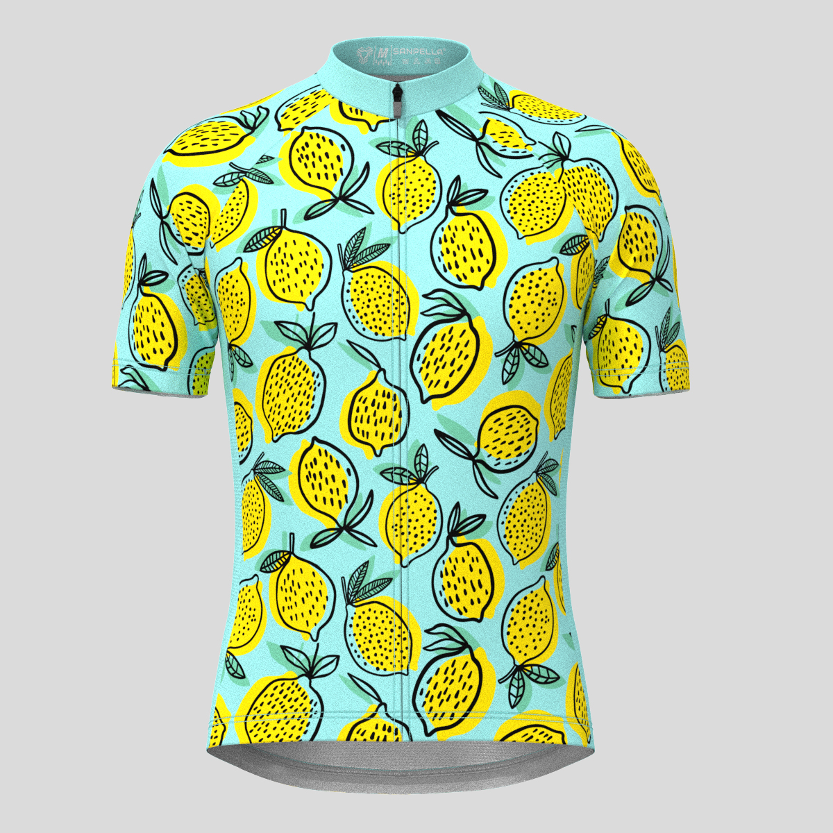 Lemon Print Men's Cycling Jersey - Blue
