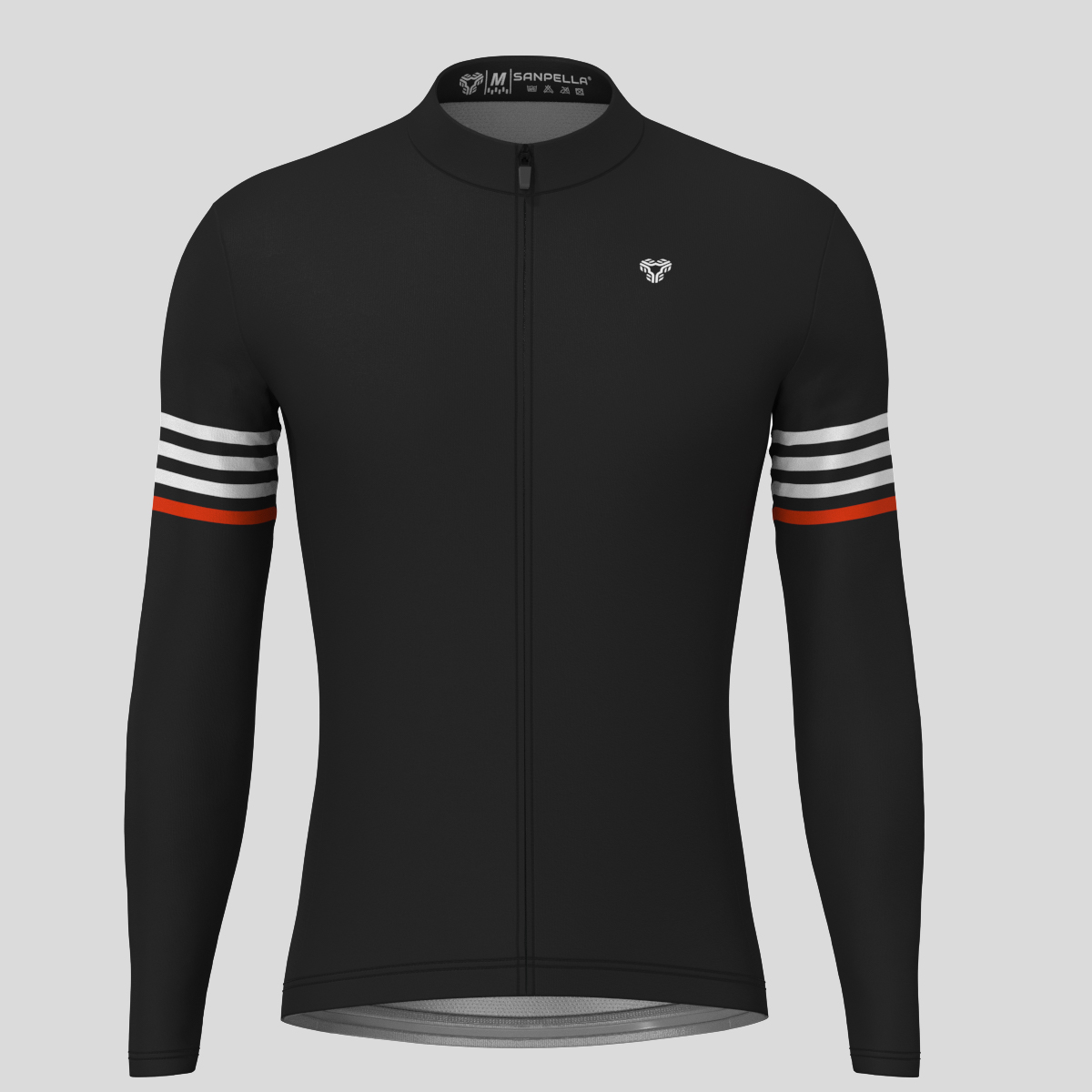 Minimal Stripes Men's LS Cycling Jersey - Black/White/Red