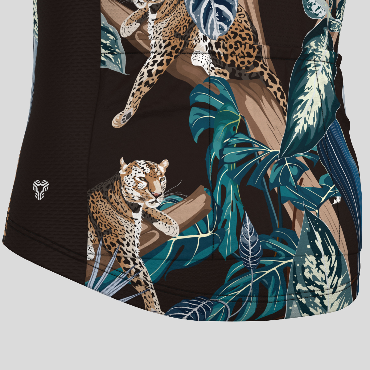 Tiger Leopard Tropical Plants Print Men's Cycling Jersey
