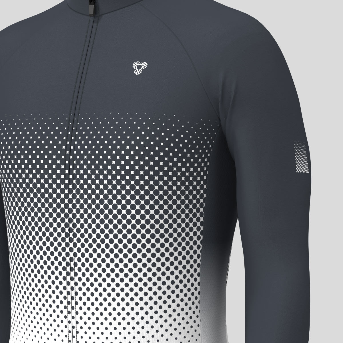 Polka Dot Gradient Men's LS Cycling Jersey - Graphite