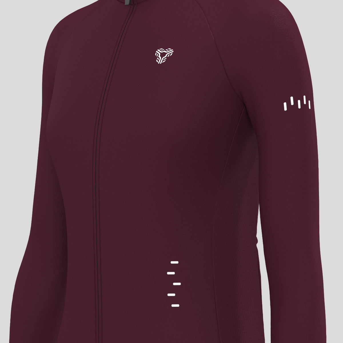 Women's Minimal Solid LS Cycling Jersey - Burgundy