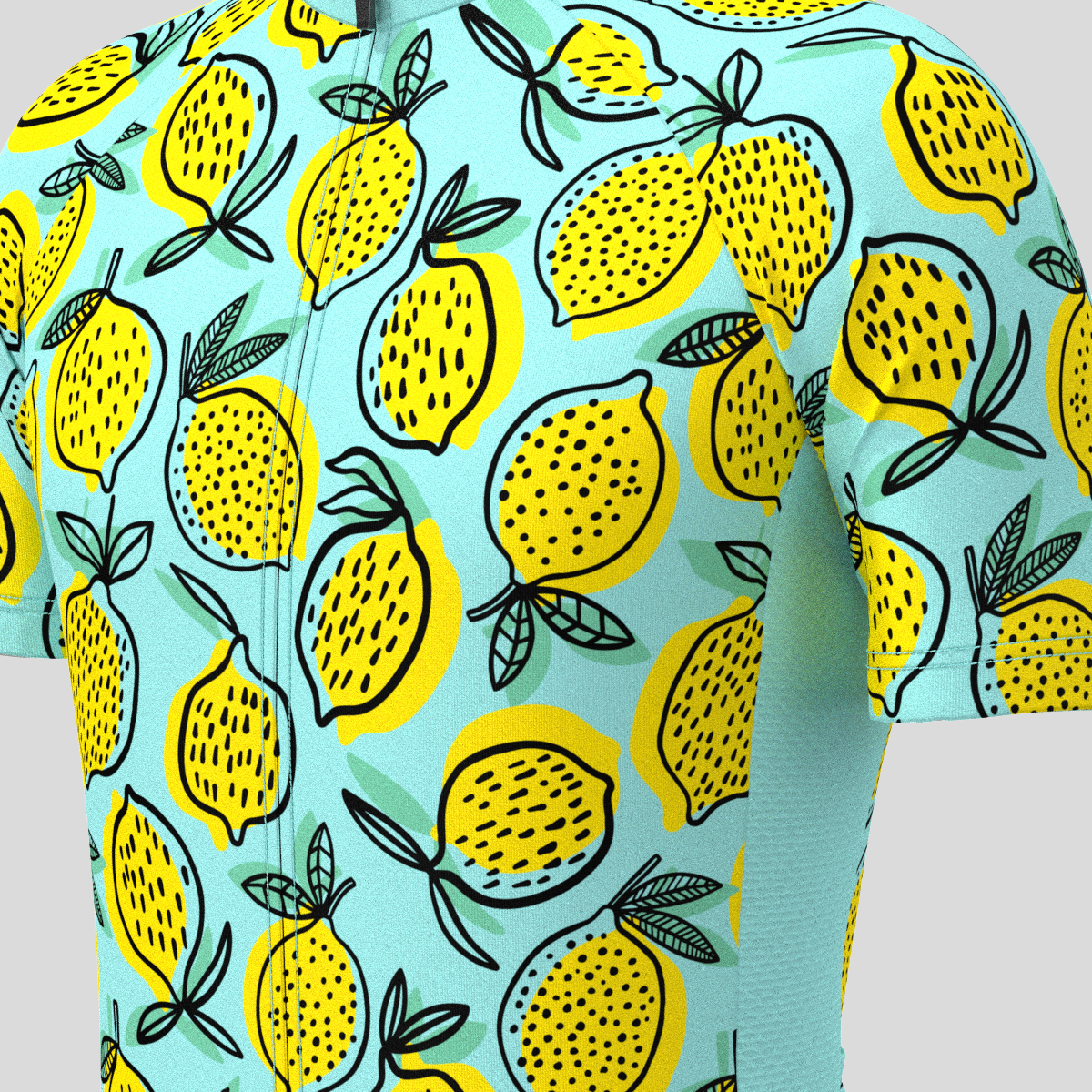 Lemon Print Men's Cycling Jersey - Blue