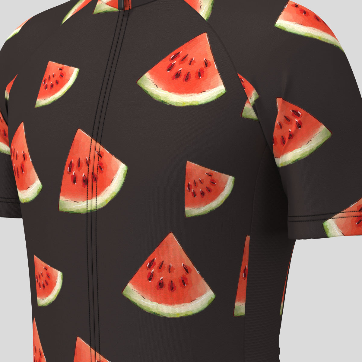 Juicy Summer Watermelon Men's Cycling Jersey - Black