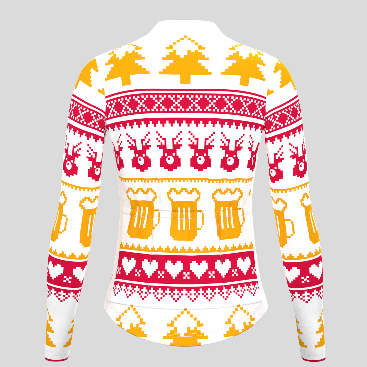 Christmas Sweater Beer Reindeer Women's LS Cycling Jersey