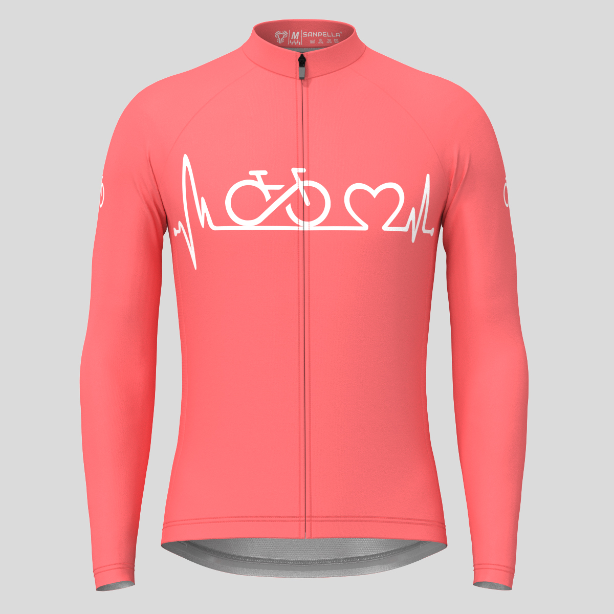 Bike Heartbeat Men's LS Cycling Jersey - Guava