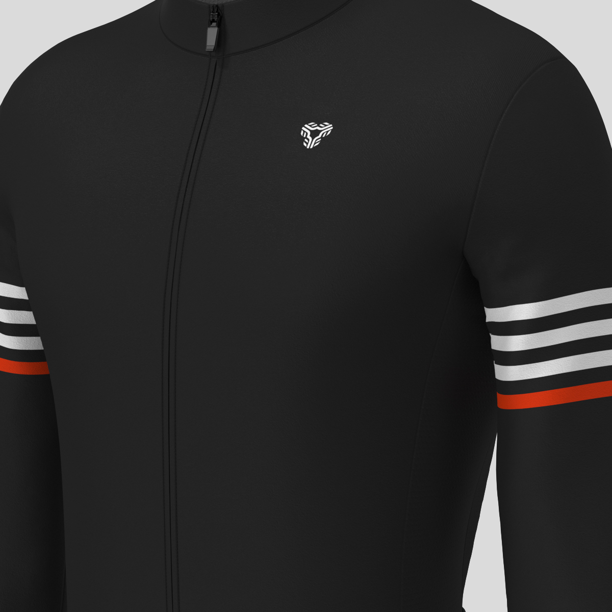 Minimal Stripes Men's LS Cycling Jersey Black/White/Red Sanpella.cc