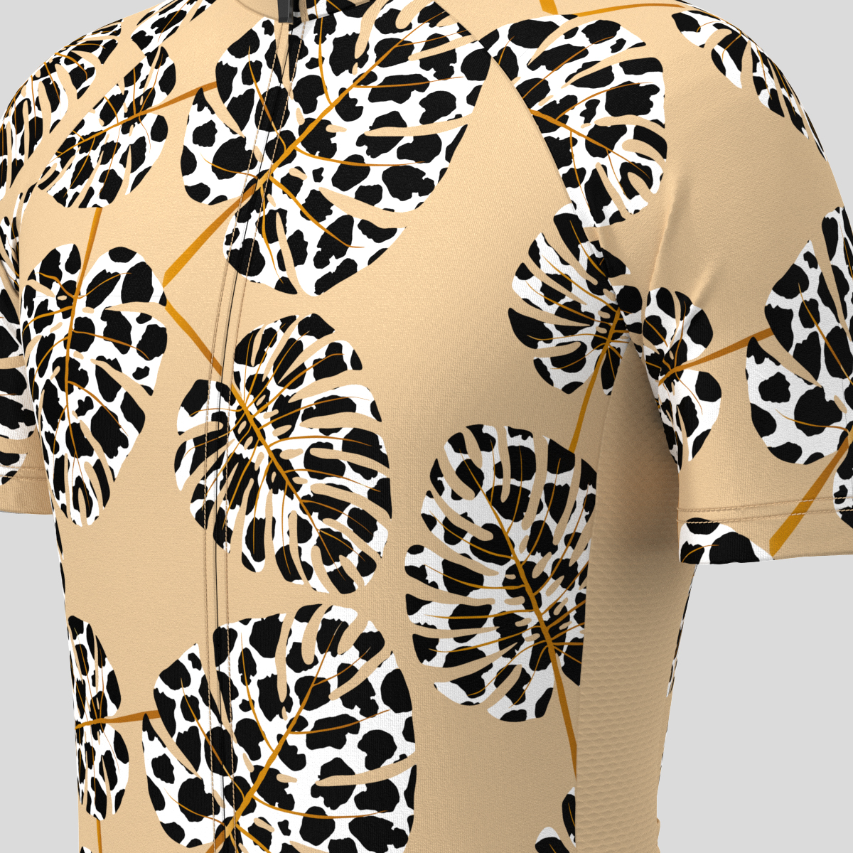 Leopard Pattern Turtle Leaf Men's Cycling Jersey
