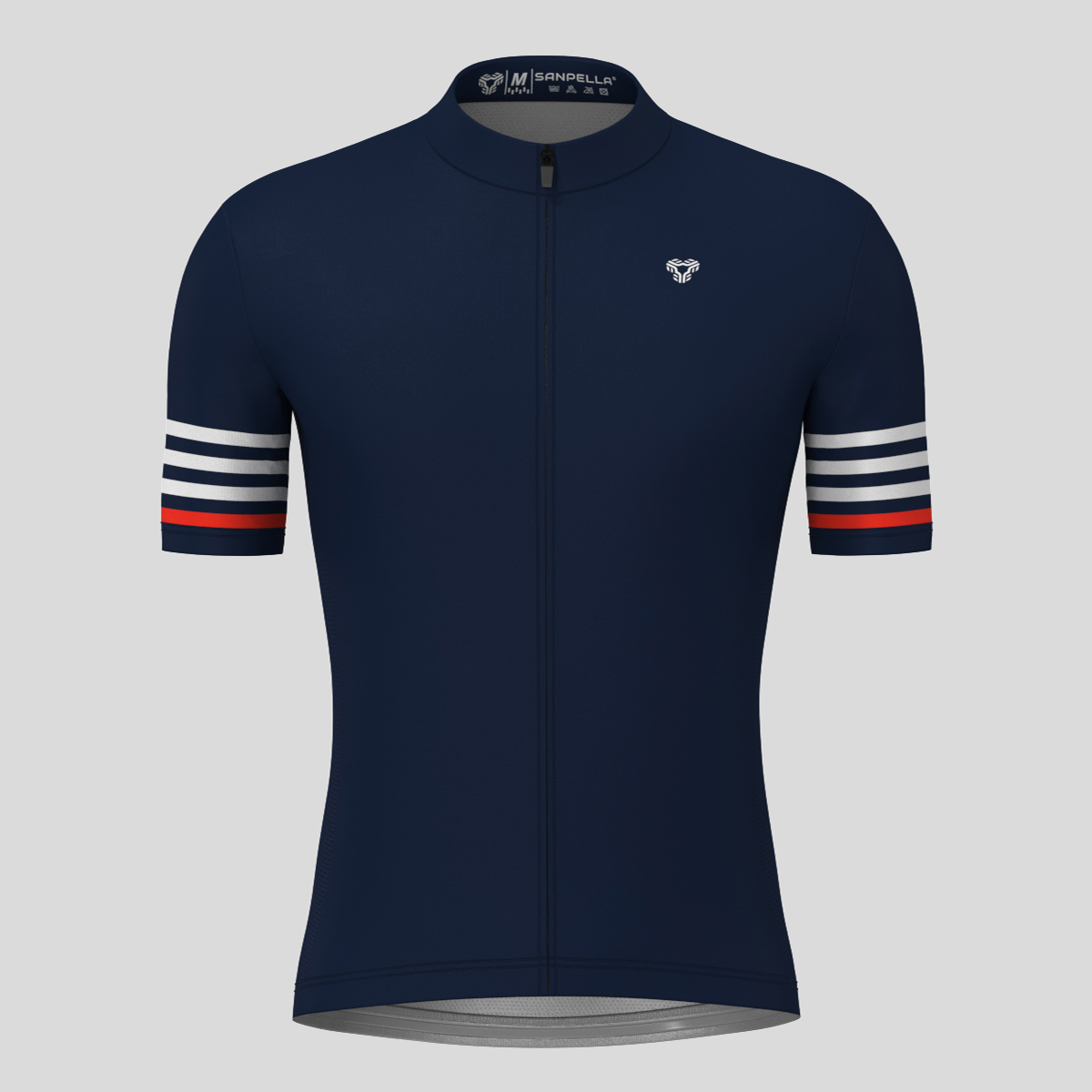 Minimal Stripes Men's Cycling Jersey - Navy/White/Red