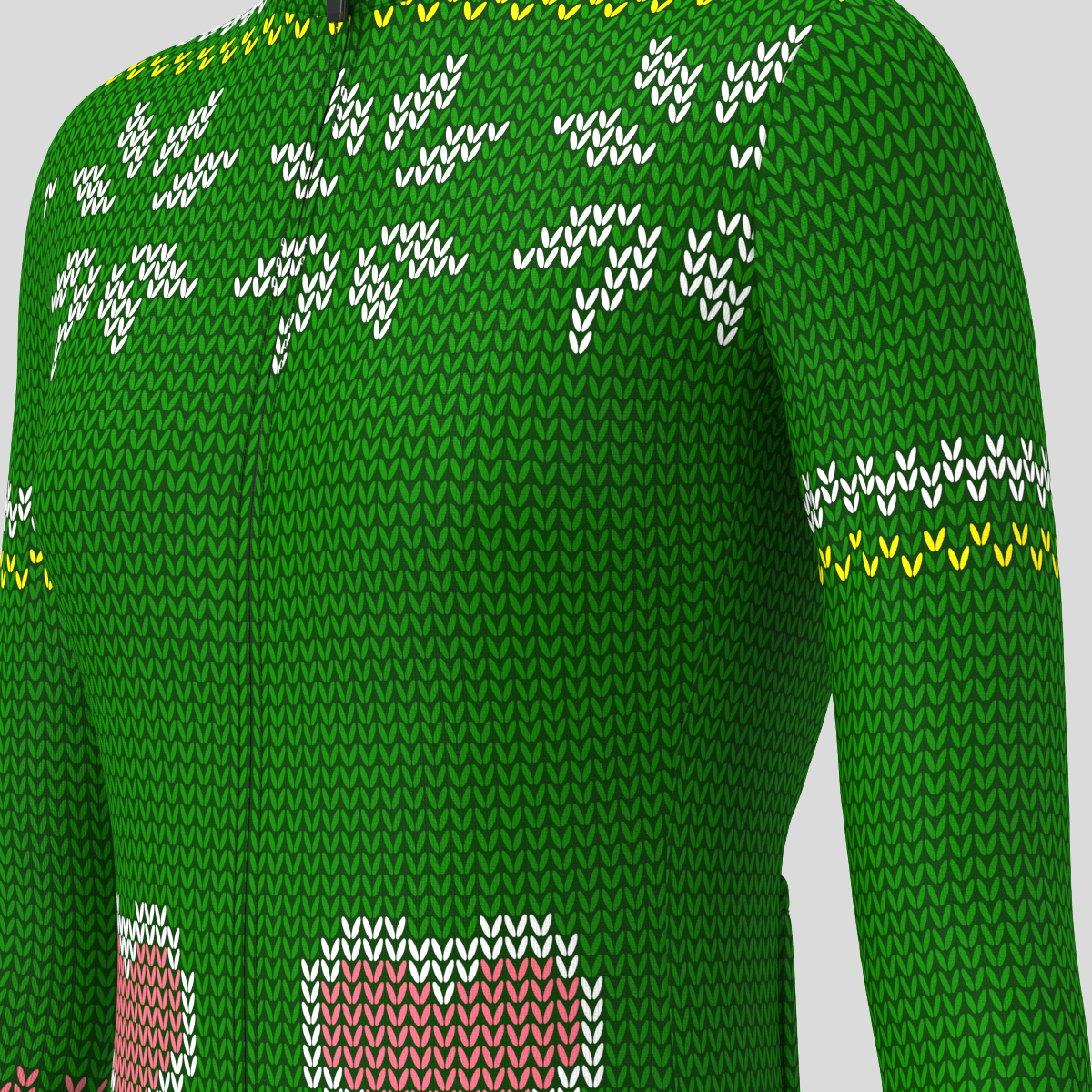 Christmas Sweater Snowflake Heart Women's LS Cycling Jersey