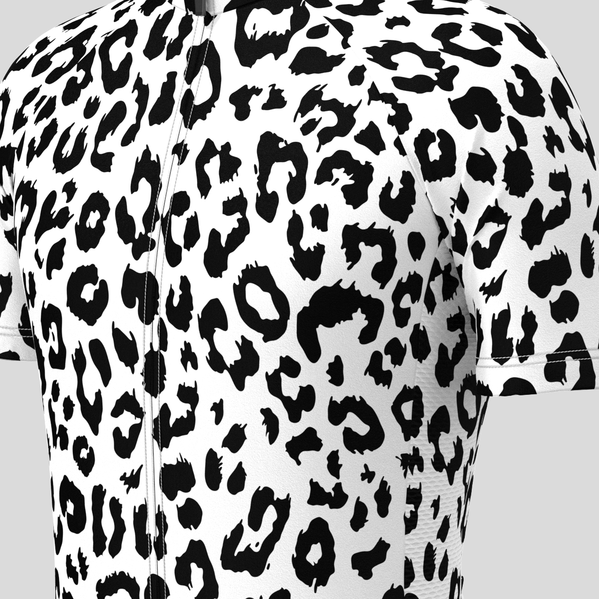 Leopard Spots Men's Cycling Jersey - Black/White