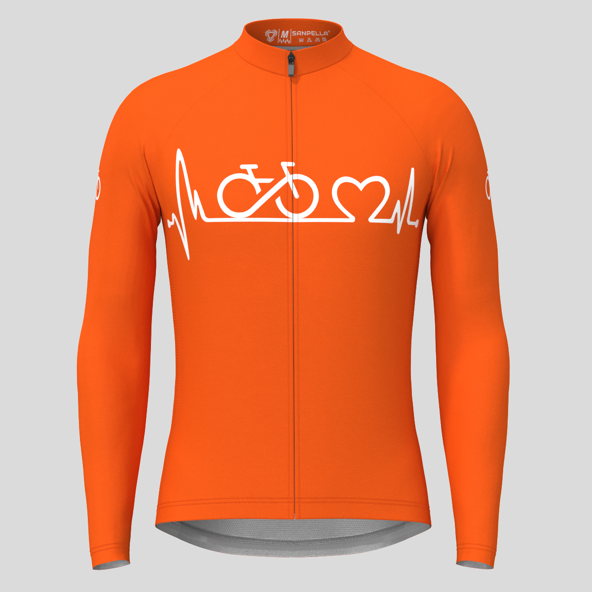 Bike Heartbeat Men's LS Cycling Jersey - Tangerine
