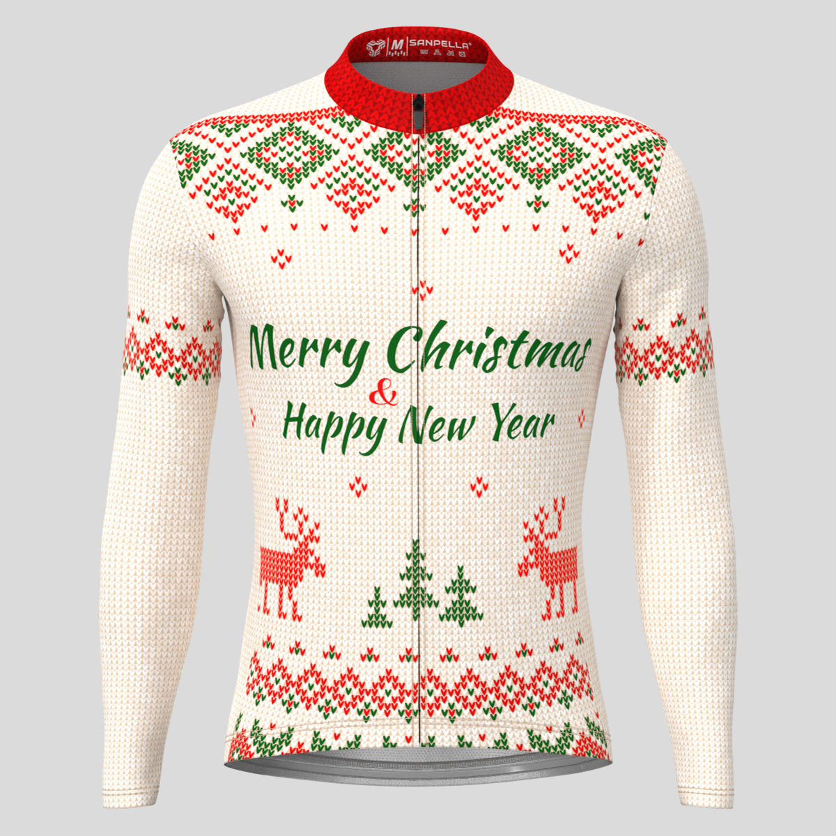 Ugly Sweater Merry Christmas Men's LS Cycling Jersey - Beige