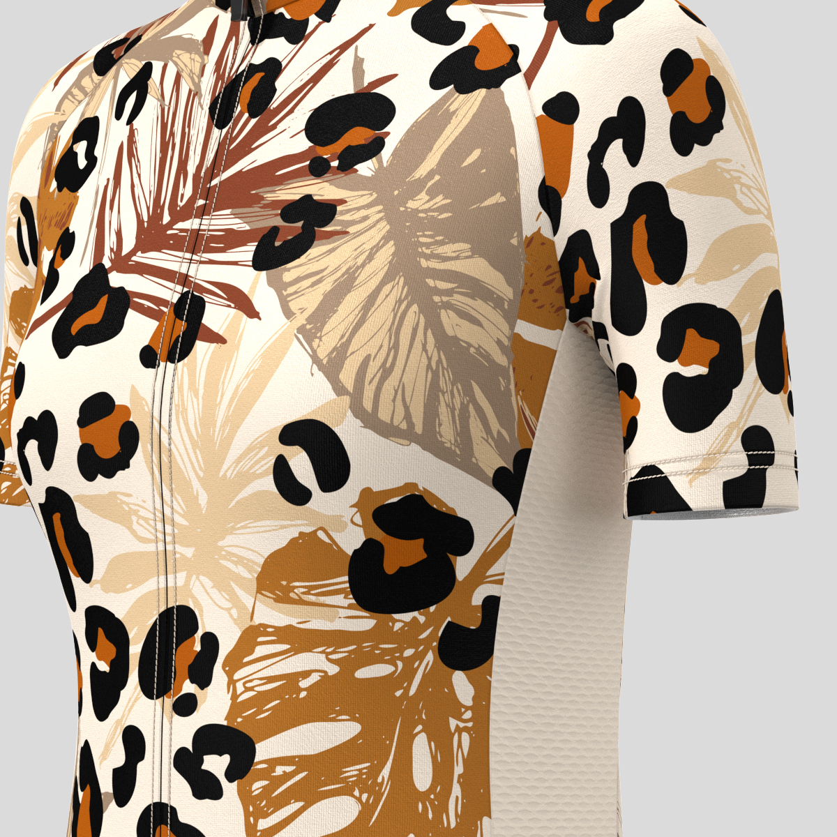Abstract Tropical Leaves Leopard Spots Women's Cycling Jersey