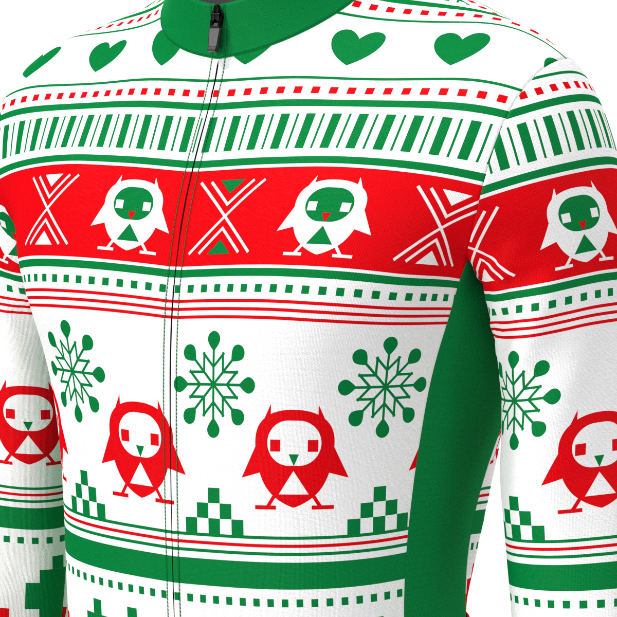 Ugly Sweater Owls Hearts Men's LS Cyling Jersey