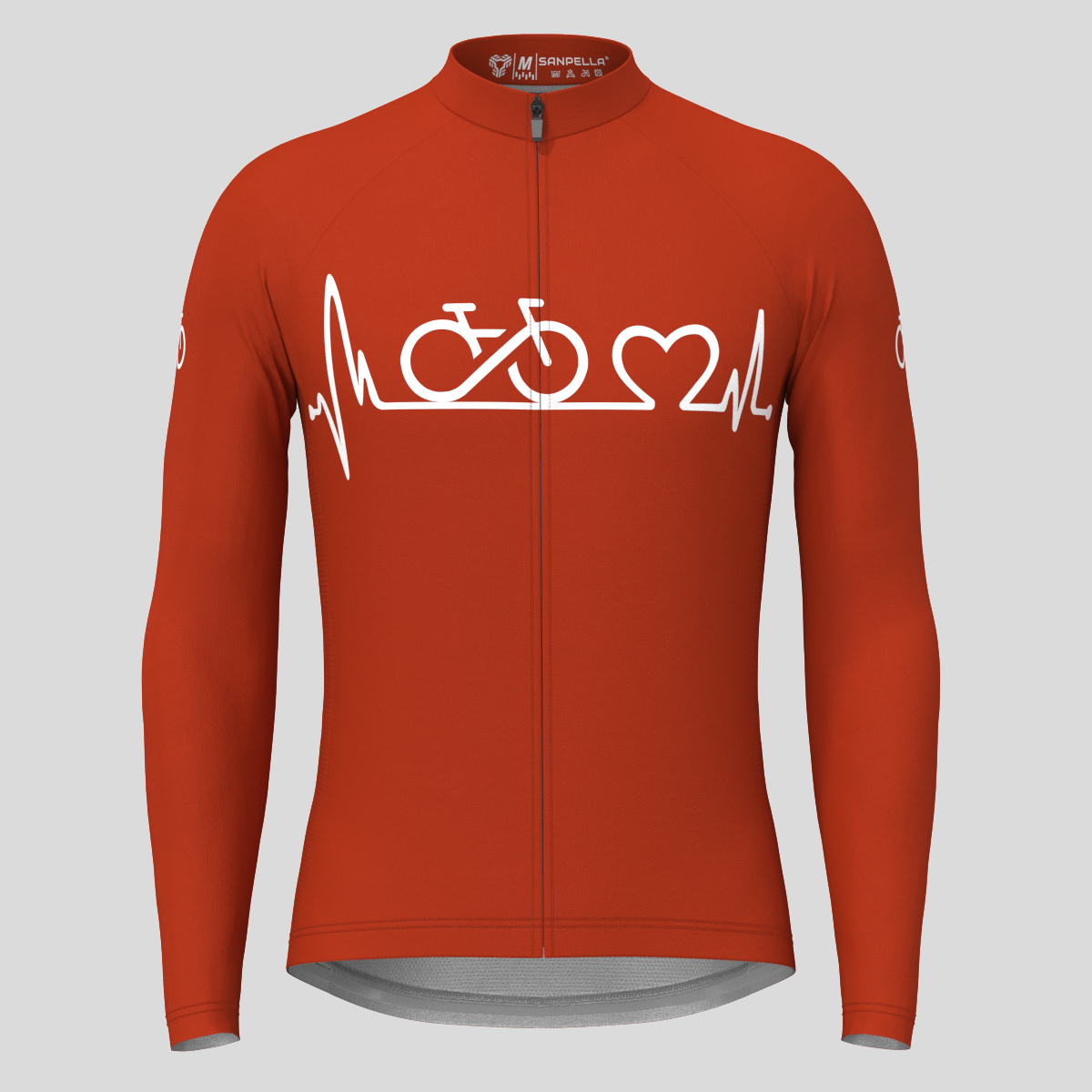 Bike Heartbeat Men's LS Cycling Jersey - Brick