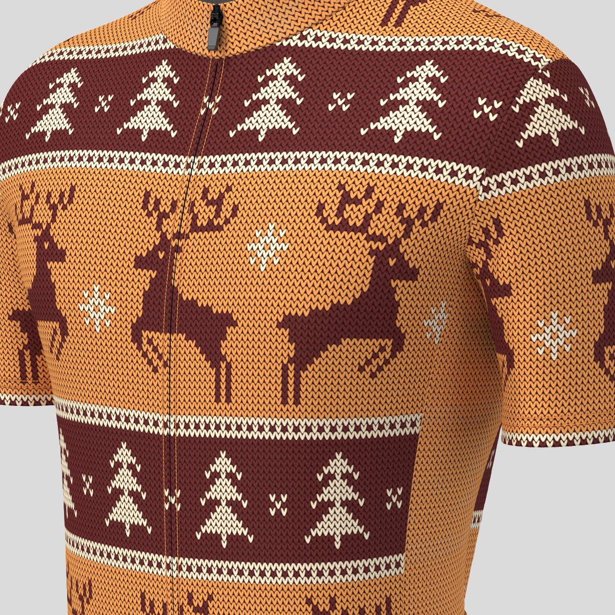XMAS Ugly Sweater Themed Men's Cycling Jersey - Brown