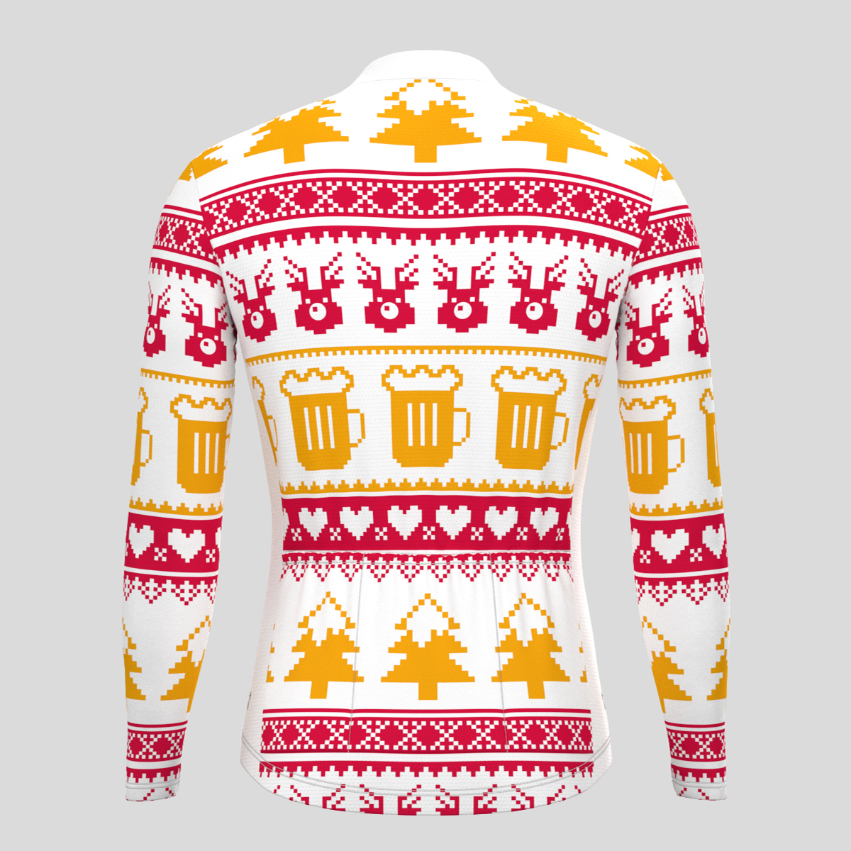 Christmas Sweater Beer Reindeer Men's LS Cycling Jersey