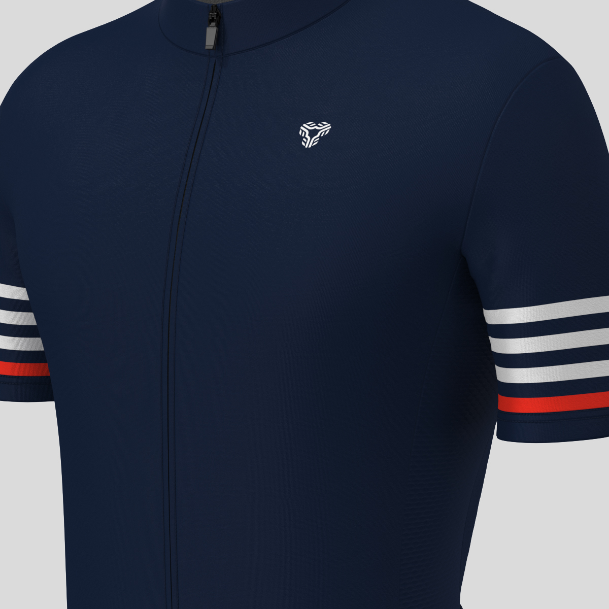 Minimal Stripes Men's Cycling Jersey - Navy/White/Red