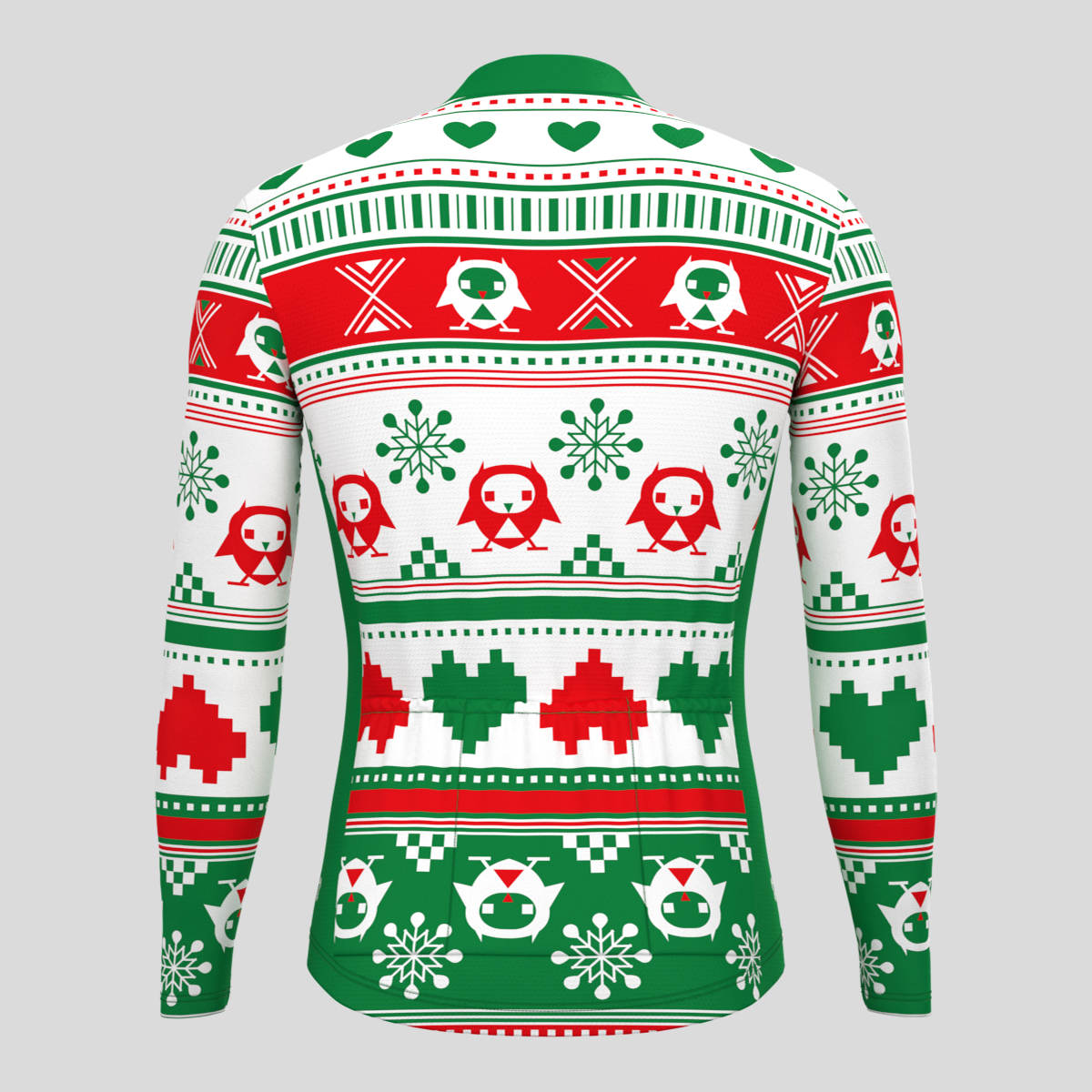 Ugly Sweater Owls Hearts Men's LS Cyling Jersey