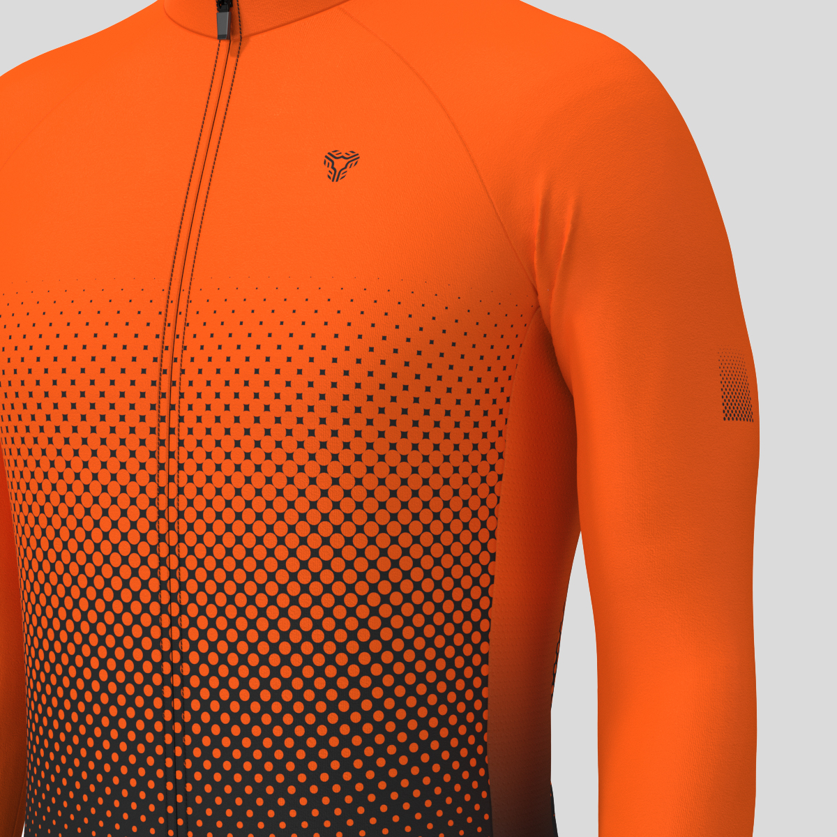 Polka Dot Gradient Men's LS Cycling Jersey - Tangerine