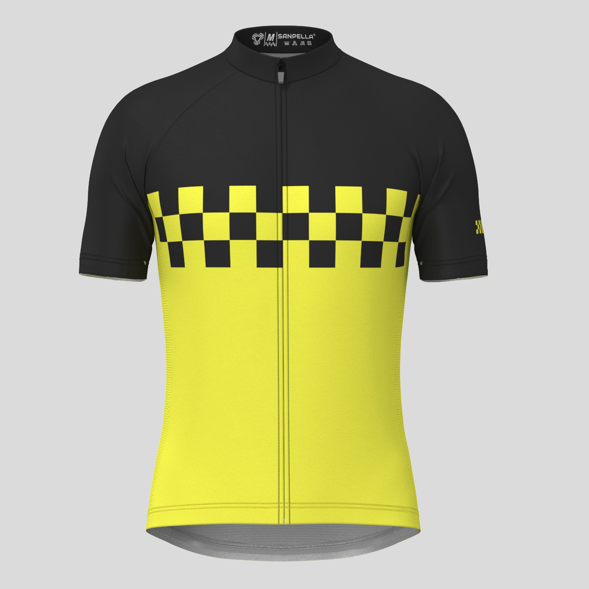Men's Checkered Flag Cycling Jersey - Yellow
