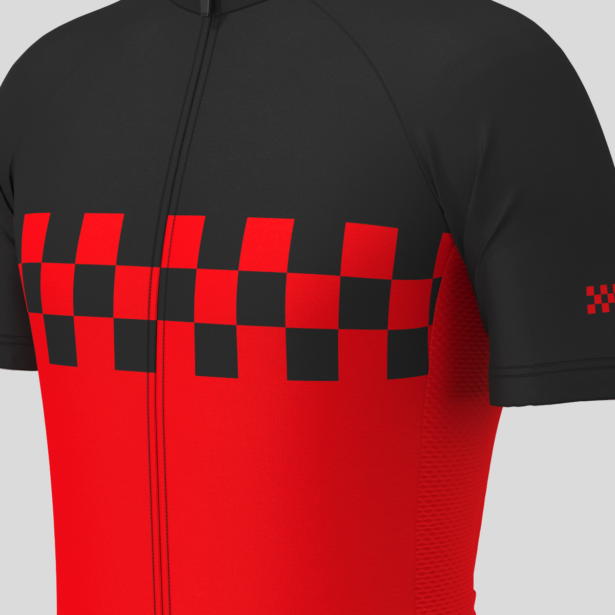 Men's Checkered Flag Cycling Jersey - Red