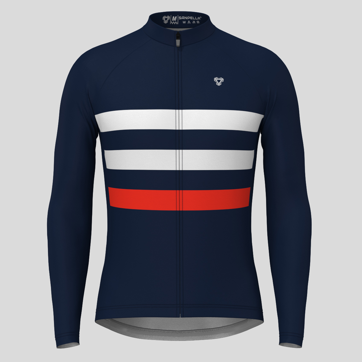 Men's Classic Stripes LS Cycling Jersey - Navy/White/Red