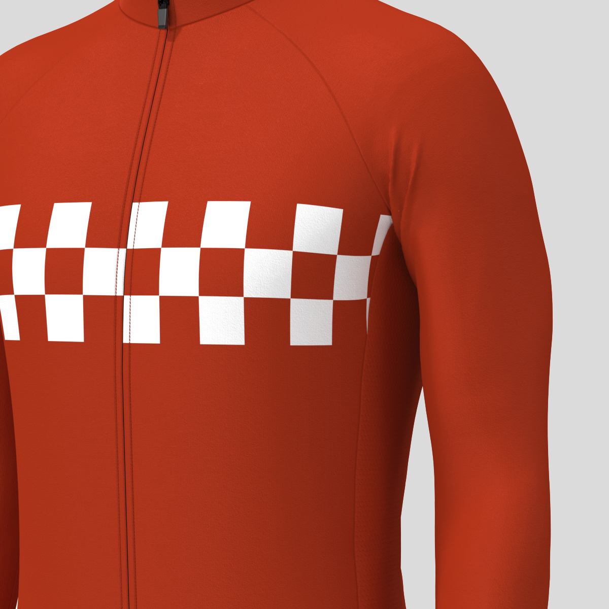 Men's Checkered Flag Retro LS Cycling Jersey - Brick