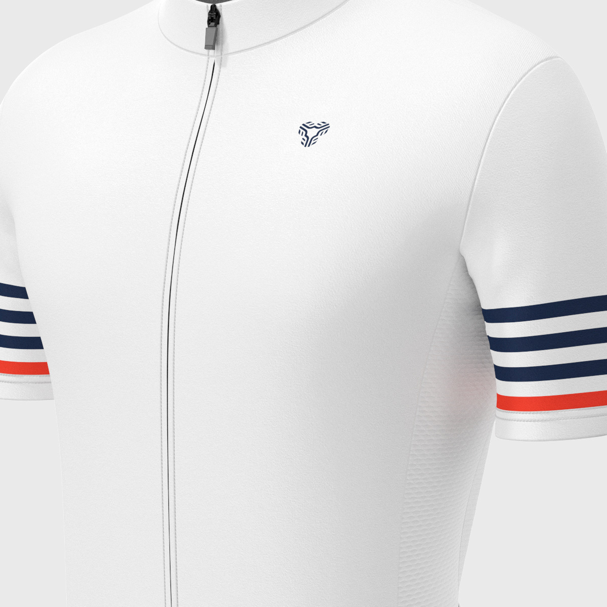 Minimal Stripes Men's Cycling Jersey - White/Navy/Red