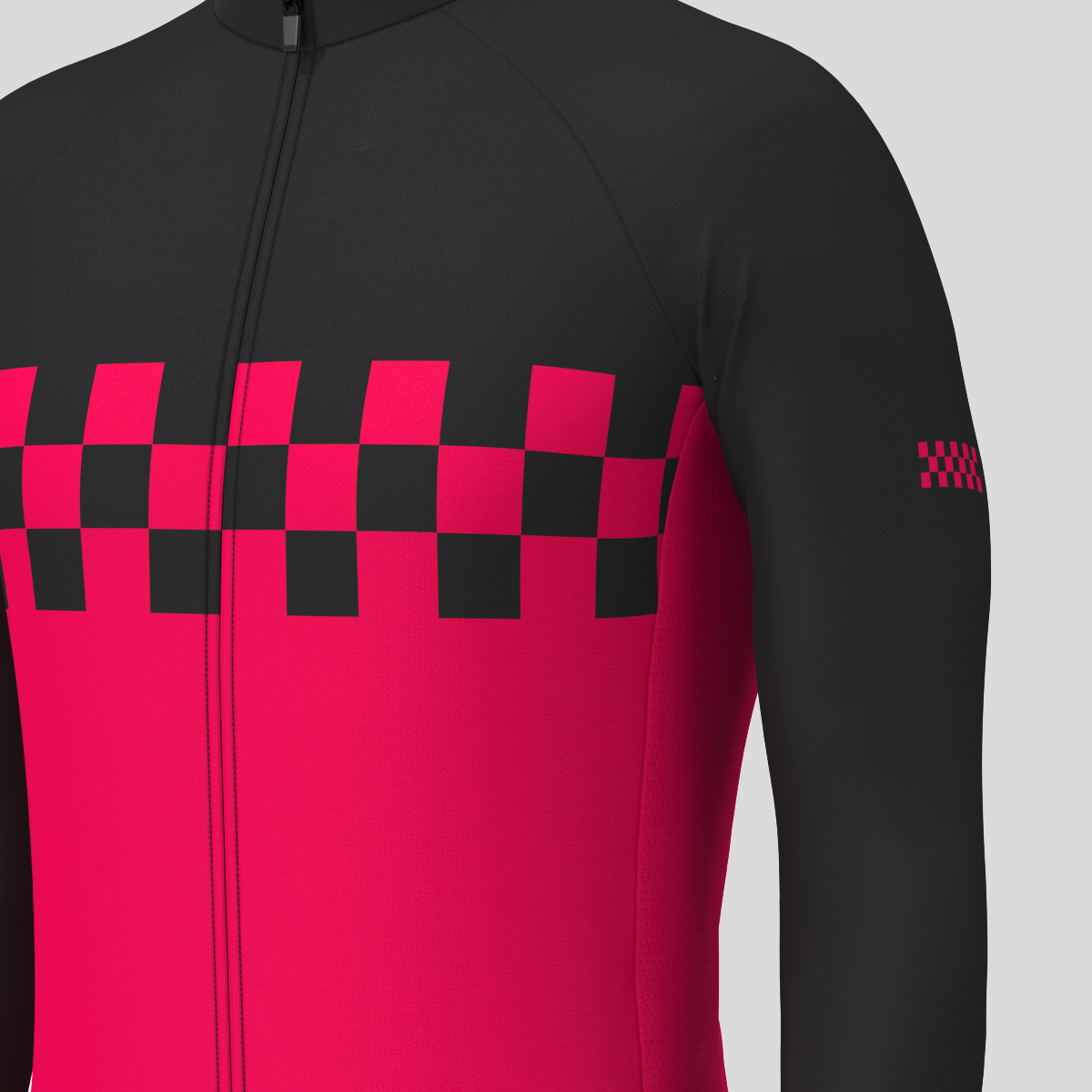 Men's Checkered Flag LS Cycling Jersey - Jester Red
