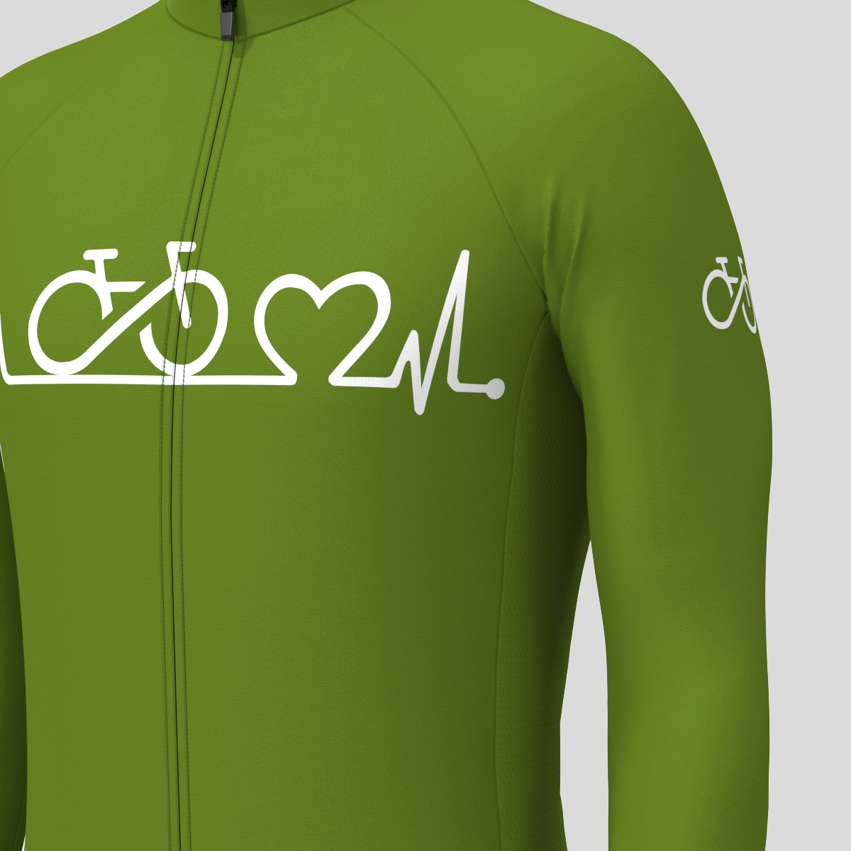Bike Heartbeat Men's LS Cycling Jersey - Forest