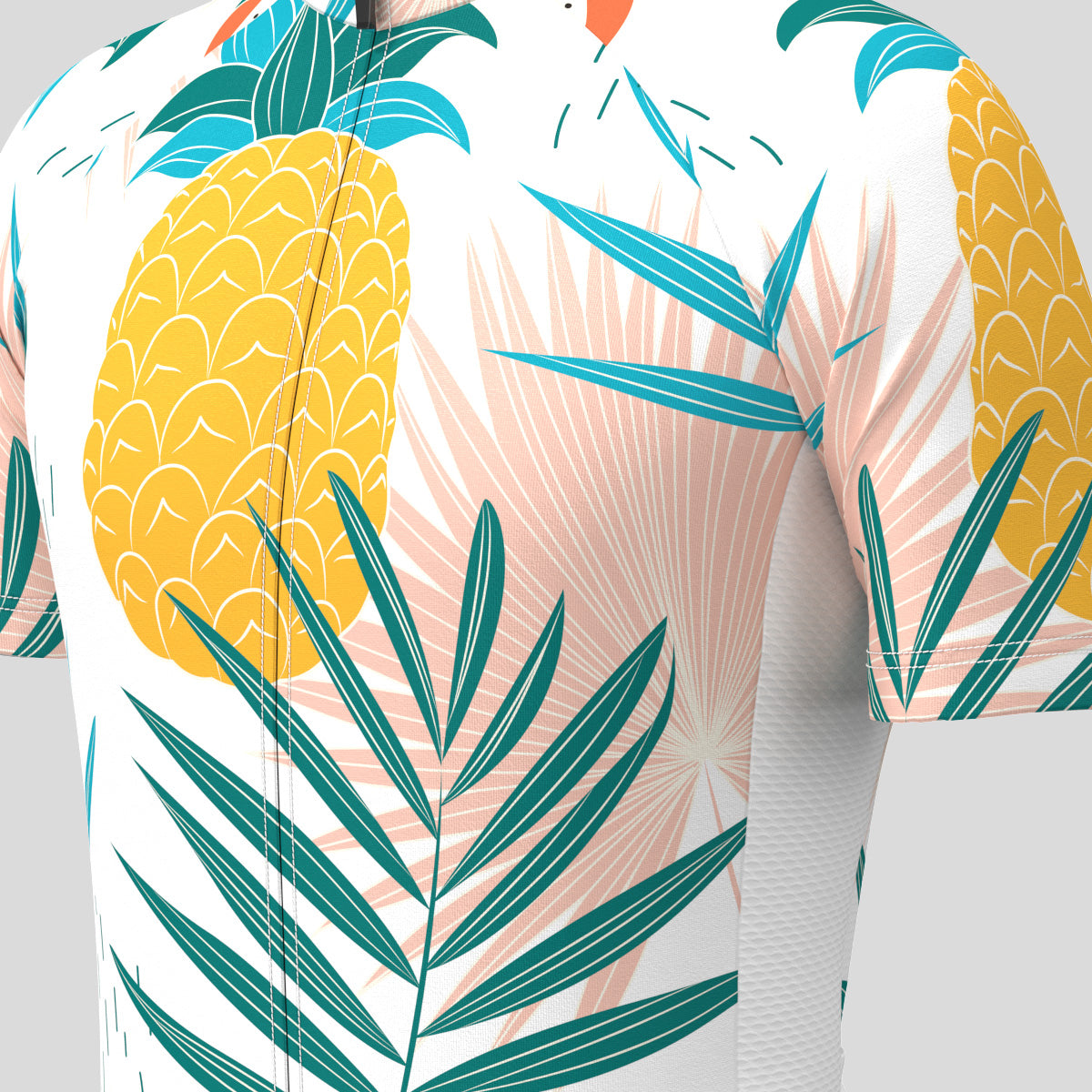 Pitaya Pineapple Print Men's Cycling Jersey - White