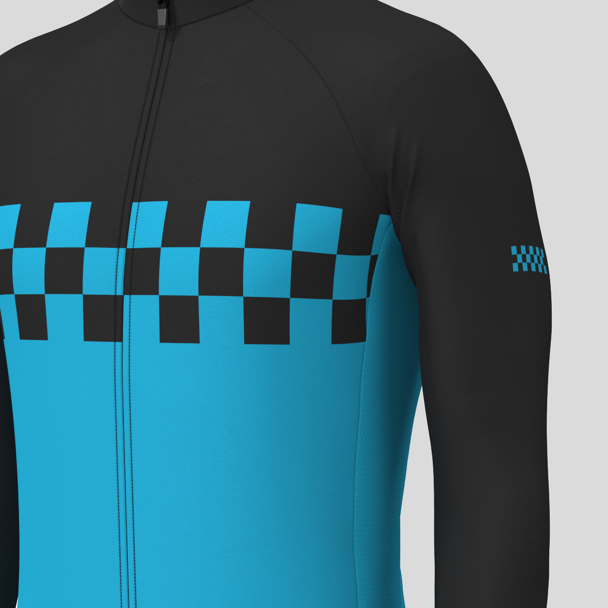 Men's Checkered Flag LS Cycling Jersey - Blue