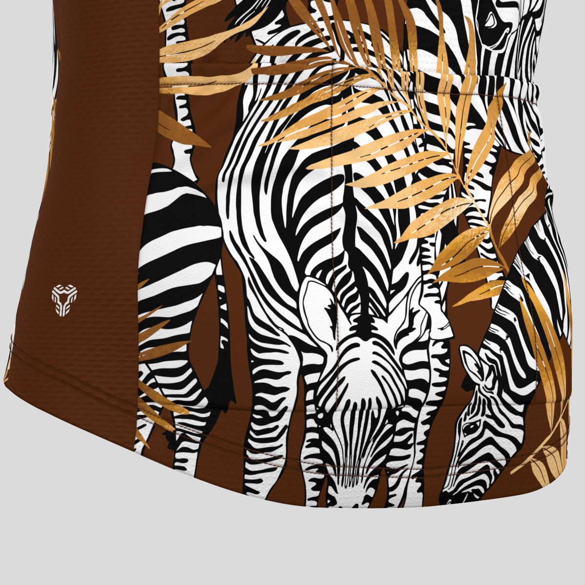 Zebras Gold Exotic Palm Leaves Men's Cycling Jersey
