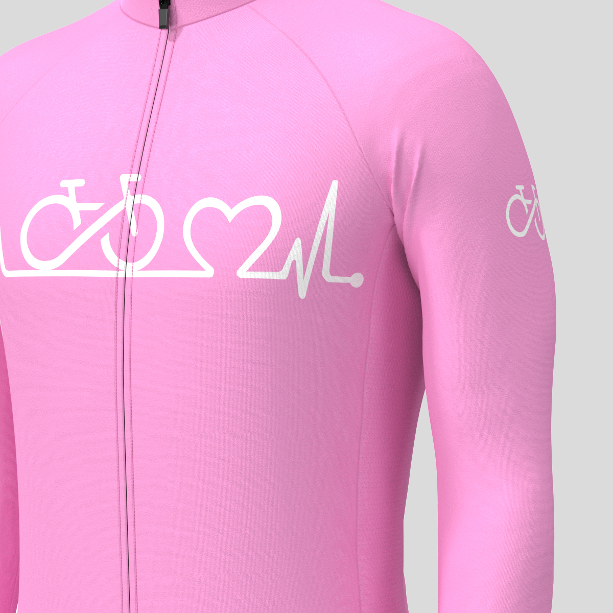 Bike Heartbeat Men's LS Cycling Jersey - Neo Pink