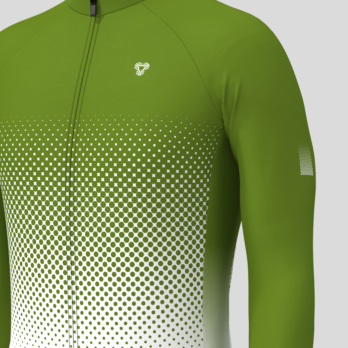 Polka Dot Gradient Men's LS Cycling Jersey - Forest