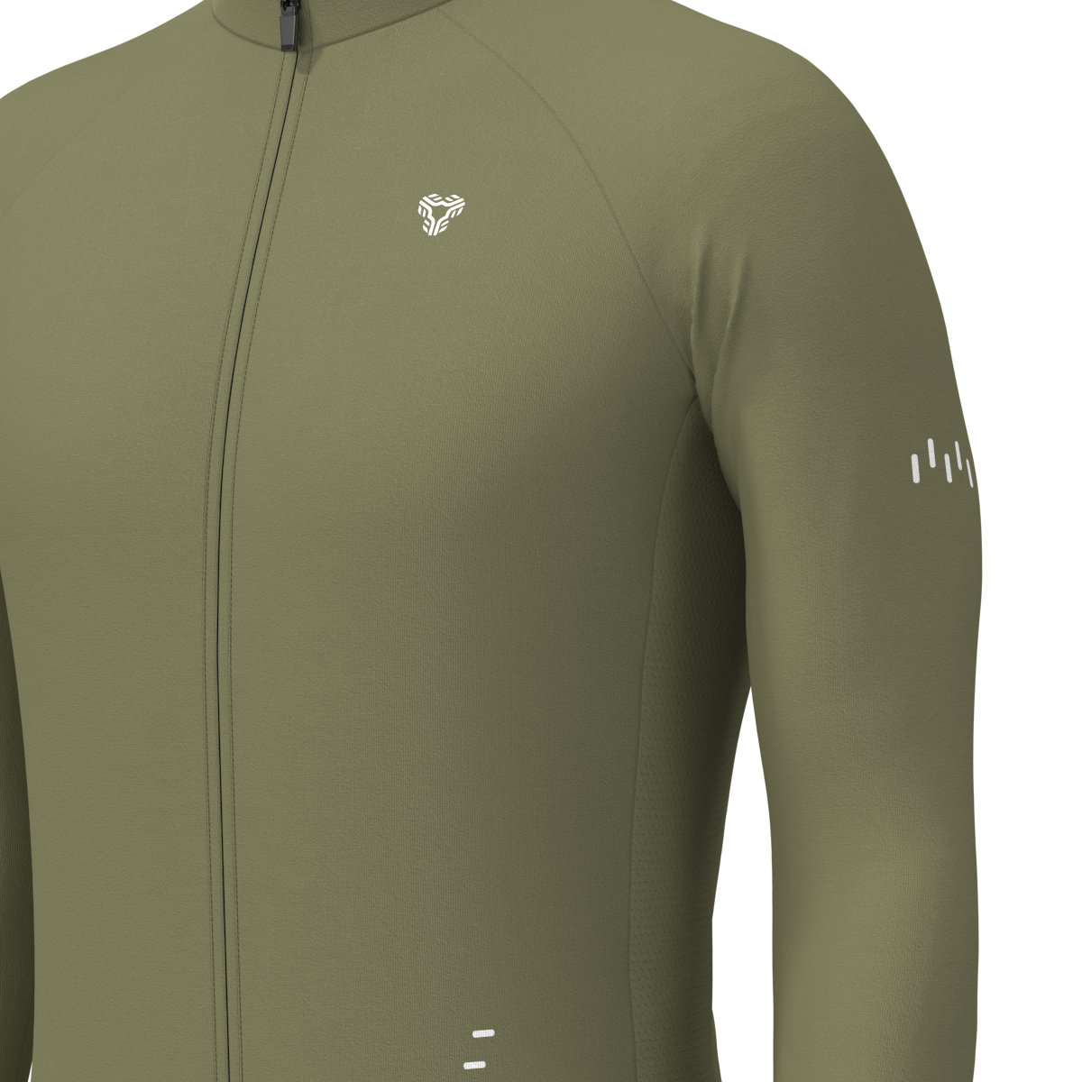 Men's Minimal Solid LS Cycling Jersey - Olive