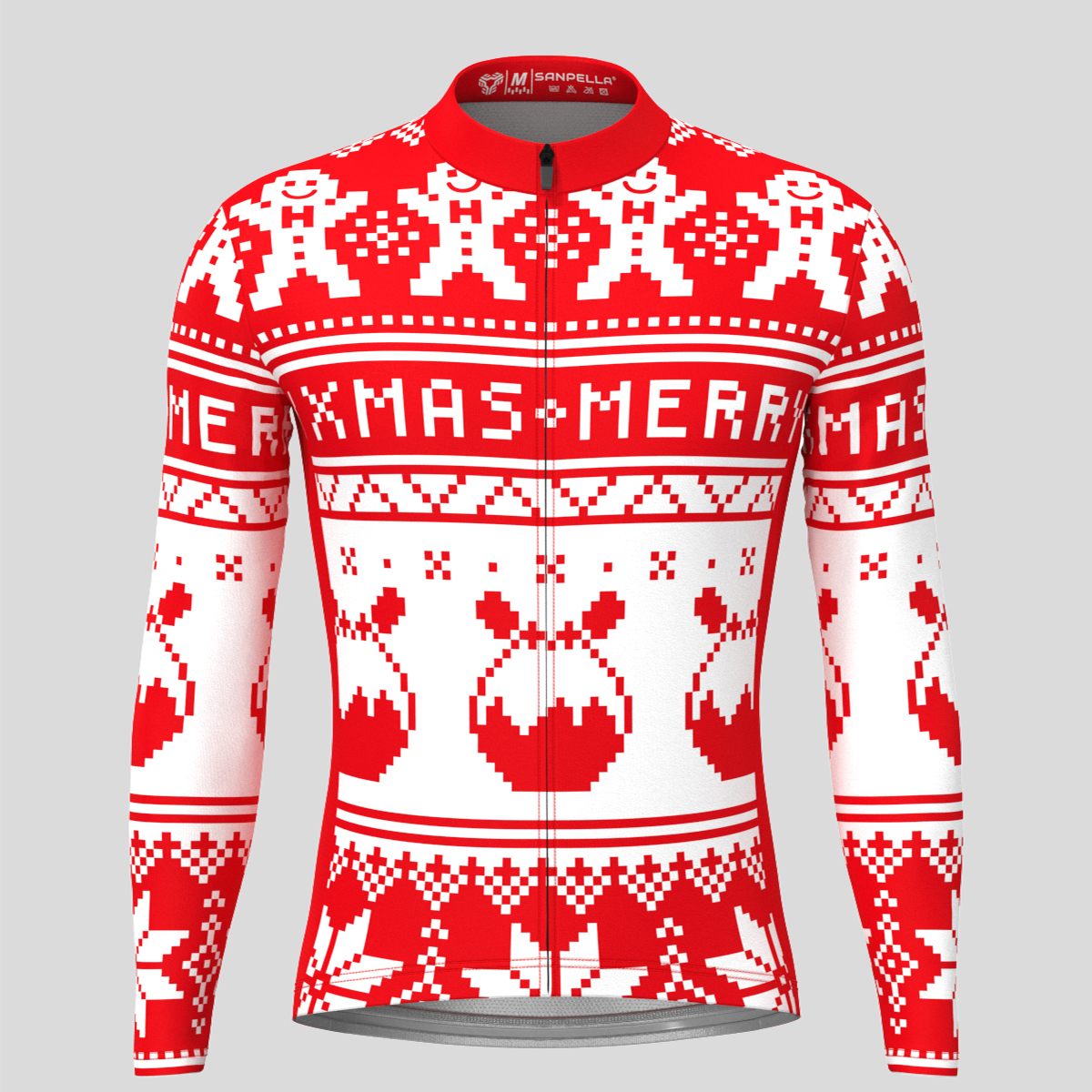 Christmas Sweater Gingerbread Man pudding Men's LS Cycling Jersey