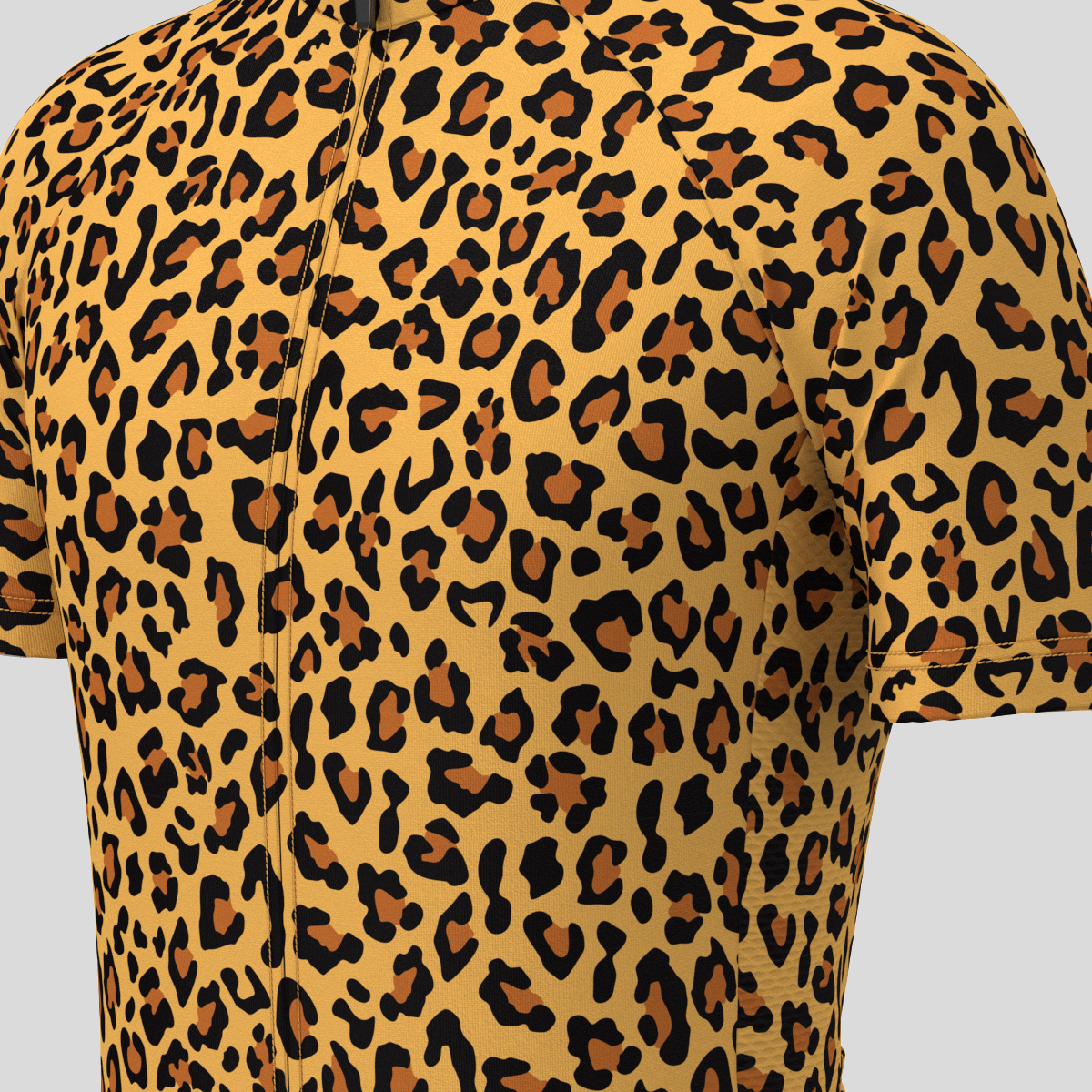 Leopard Print Men's Cycling Jersey -  Brown
