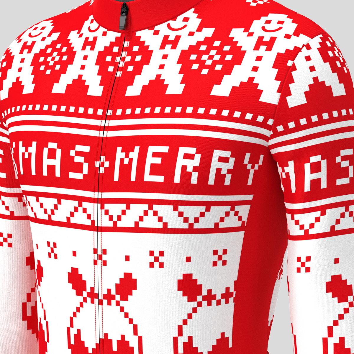 Christmas Sweater Gingerbread Man pudding Men's LS Cycling Jersey