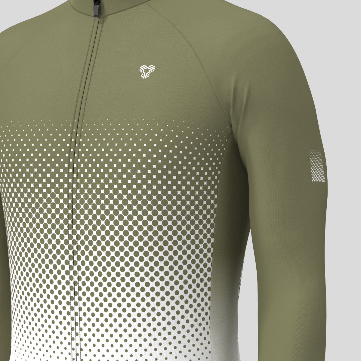 Polka Dot Gradient Men's LS Cycling Jersey - Olive