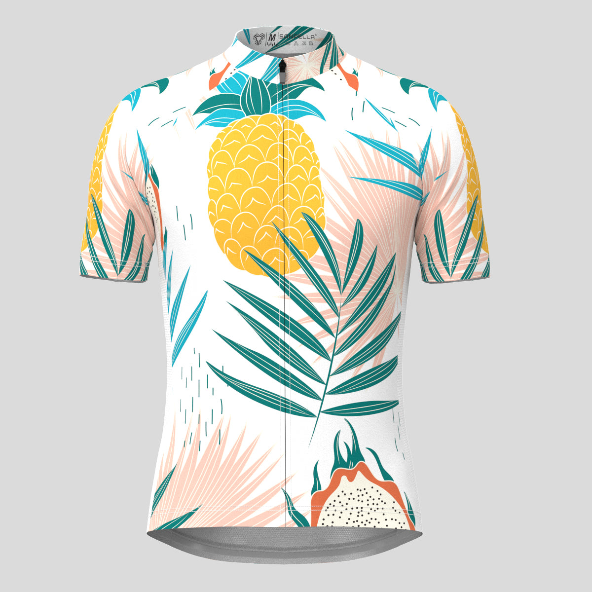 Pitaya Pineapple Print Men's Cycling Jersey - White