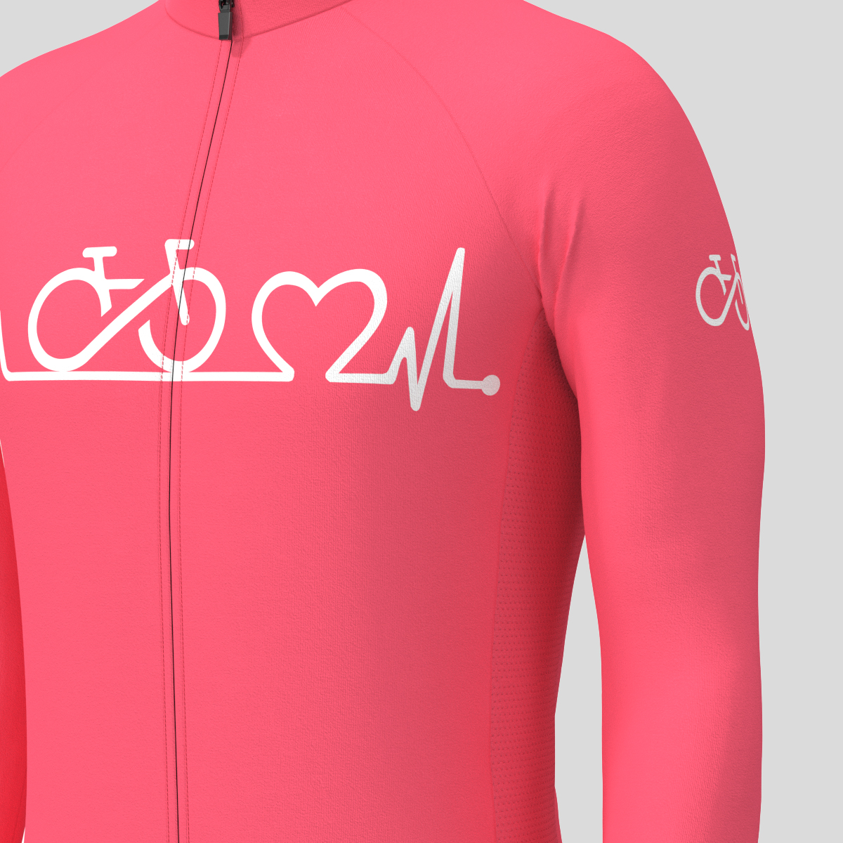 Bike Heartbeat Men's LS Cycling Jersey - Pink