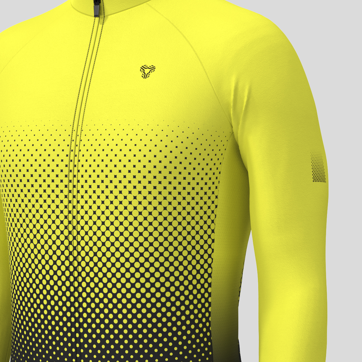 Polka Dot Gradient Men's LS Cycling Jersey - Yellow