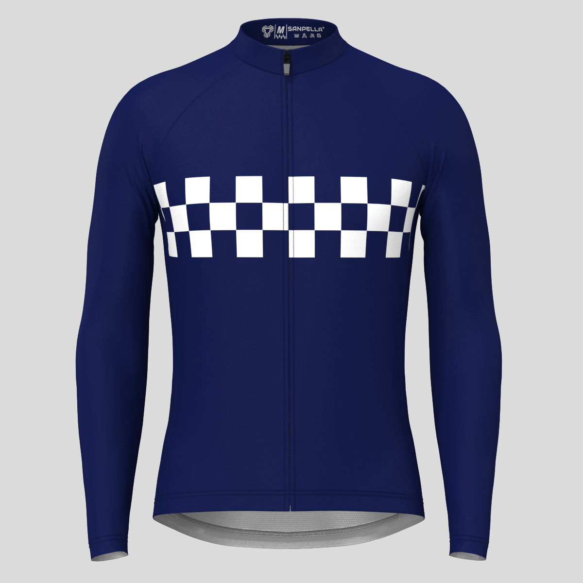 Men's Checkered Flag Retro LS Cycling Jersey - Ink