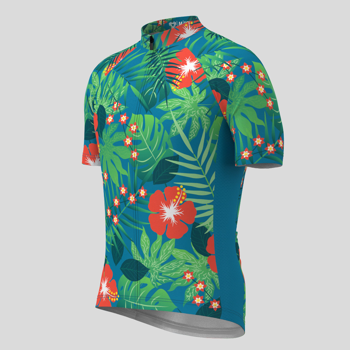 Hawaii Tropical Floral Men's Cycling Jersey-Blue