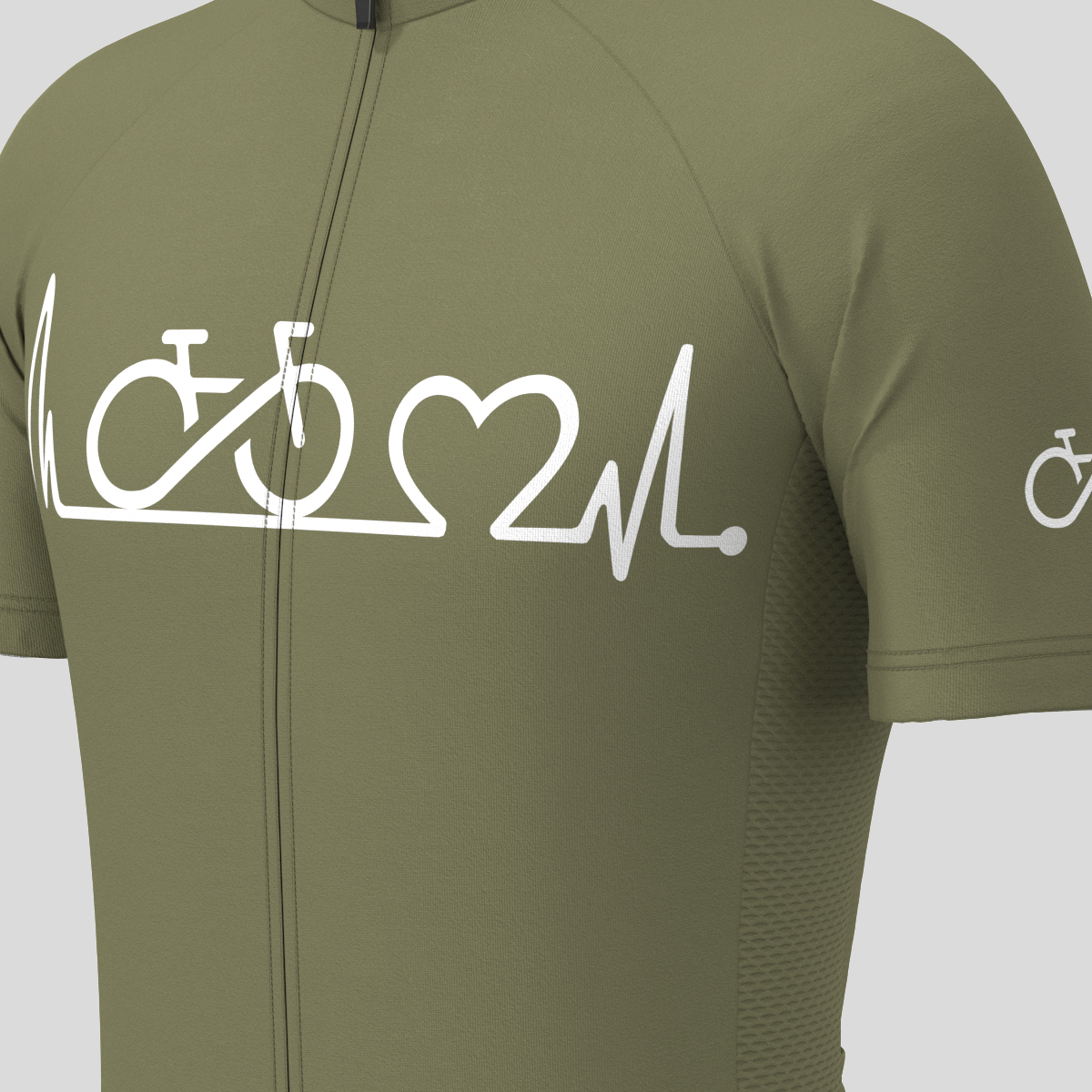 Bike Heartbeat Men's Cycling Jersey - Olive