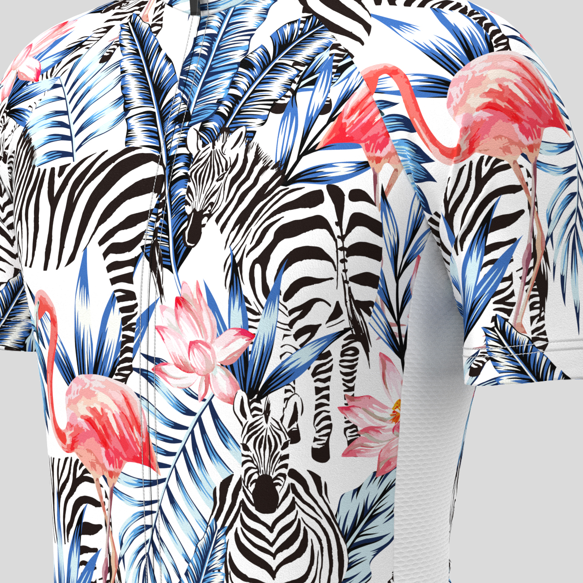 Exotic flamingo Zebra Tropical Leaf Men's Cycling Jersey