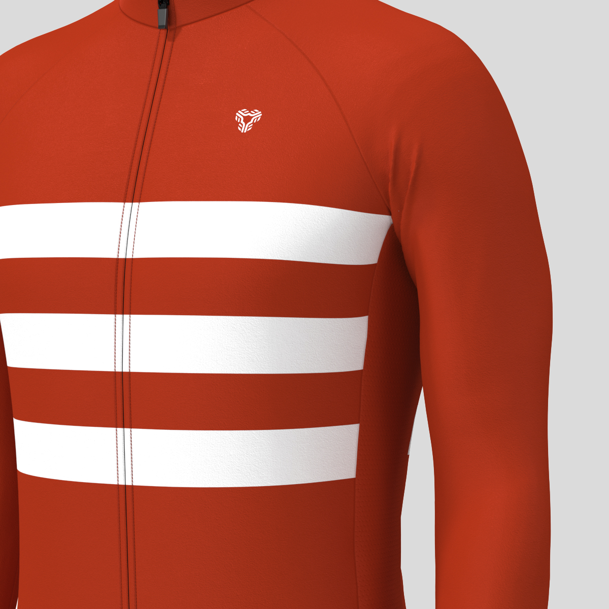 Men's Classic Stripes LS Cycling Jersey - Brick